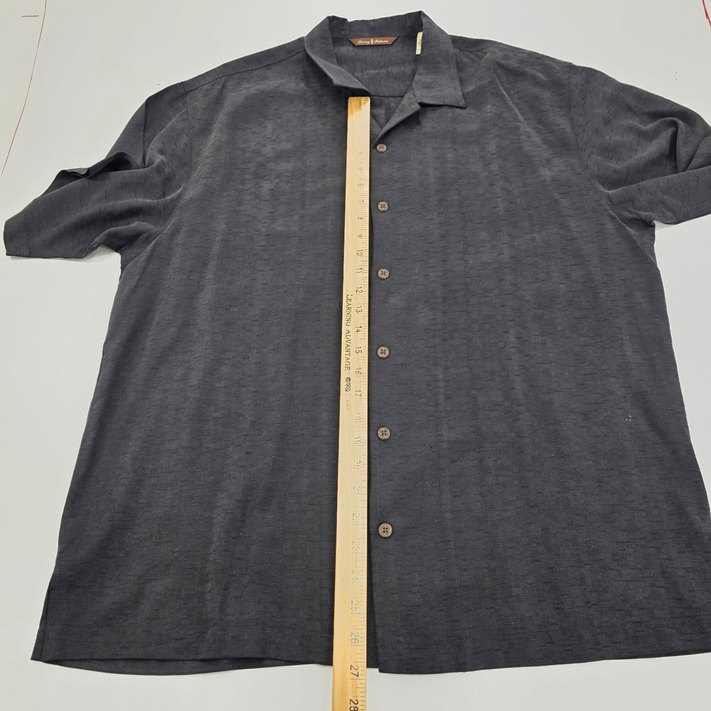 Americana Lounge Tommy Bahama Silk Camp Shirt Men L Black Embroidered Casino - Picture 10 of 11